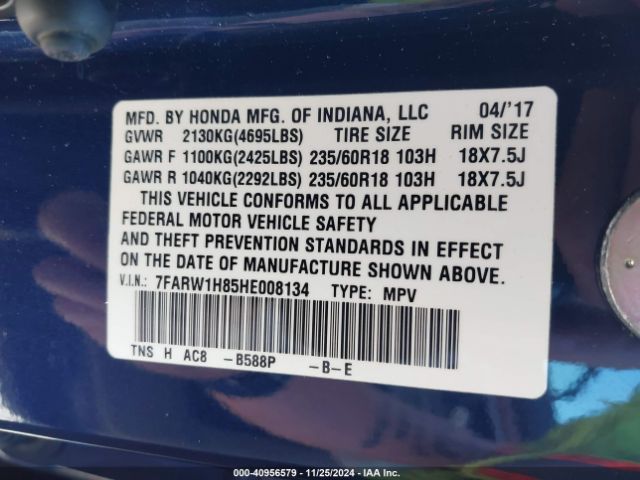 7FARW1H85HE008134 Honda Cr-v Ex-l/ex-l Navi