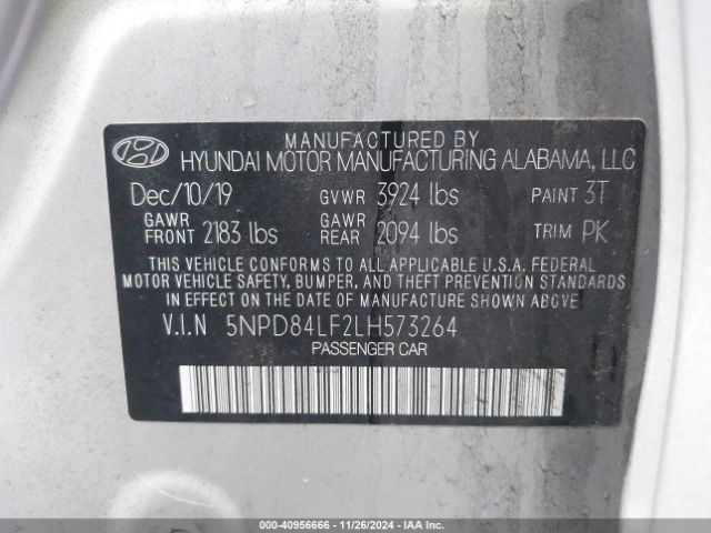 5NPD84LF2LH573264 Hyundai ELANTRA SEL