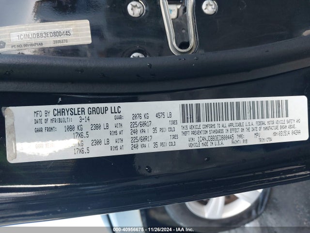 Jeep Compass Sport 2014 1C4NJDBB3ED800445 Image 9