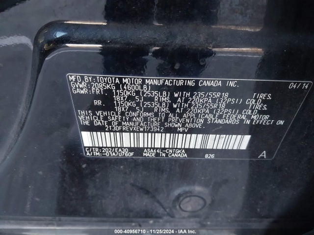 2T3DFREVXEW173942 Toyota Rav4 Limited