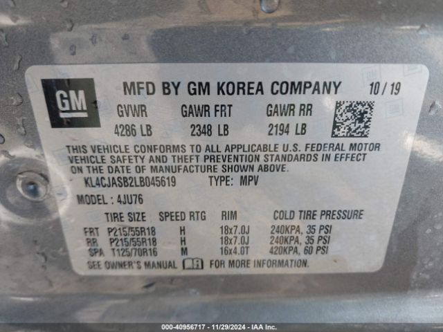 KL4CJASB2LB045619 Buick Encore Fwd Preferred