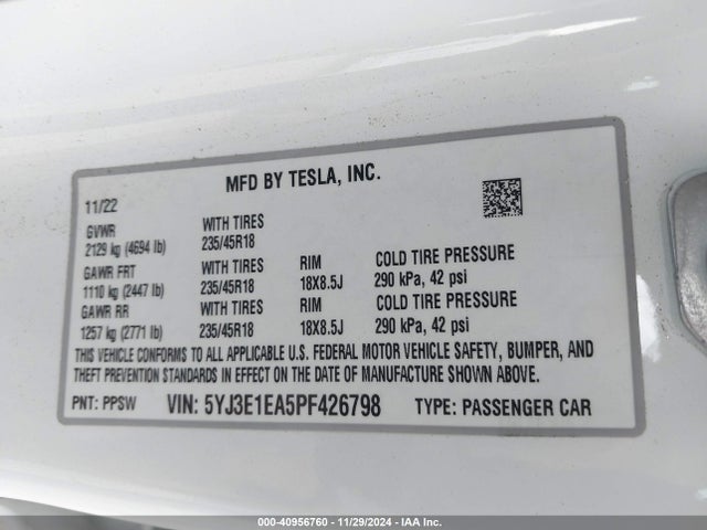 2023 TESLA MODEL 3 5YJ3E1EA5PF426798 Photo 8