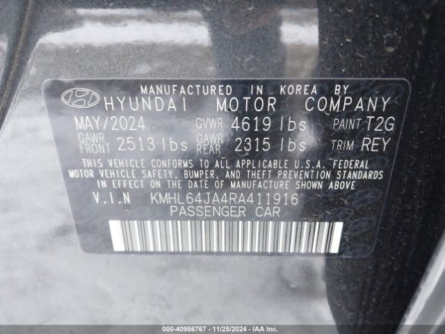 KMHL64JA4RA411916 Hyundai SONATA SEL
