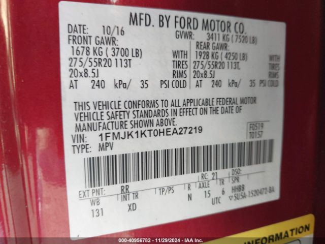 1FMJK1KT0HEA27219 Ford Expedition El Limited