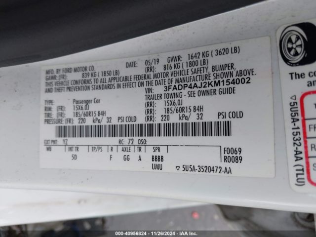3FADP4AJ2KM154002 Ford FIESTA S