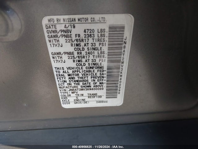 Nissan ROGUE SV 2019 JN8AT2MV3KW400099 Image 9