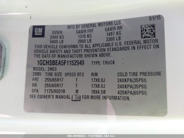 1GCHSBEA5F1152949 Chevrolet Colorado Lt