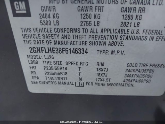 2GNFLHE38F6146334 Chevrolet Equinox Ltz