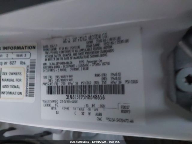 3LN6L5E95HR648656 Lincoln Mkz Reserve