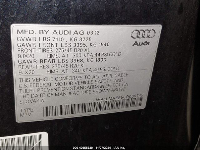 2012 AUDI Q7 WA1LMAFE5CD008743 Photo 8