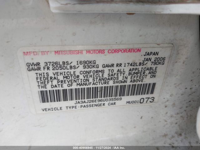 2006 MITSUBISHI LANCER JA3AJ26E96U035569 Photo 8