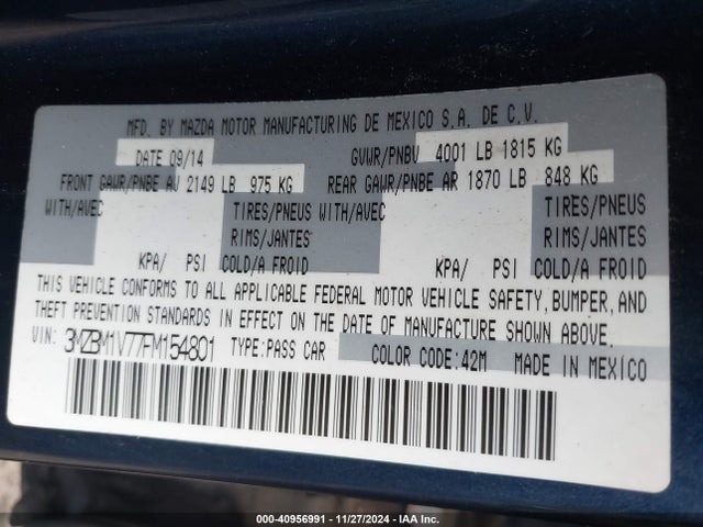 Mazda Mazda3 I Touring 2015 3MZBM1V77FM154801 Image 9