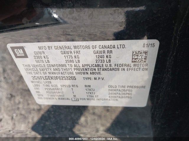 Chevrolet Equinox 2lt 2015 2GNFLGEK0F6253265 Image 9