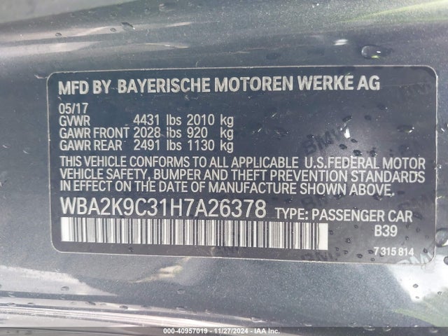 BMW 230I 2017 WBA2K9C31H7A26378 Image 9