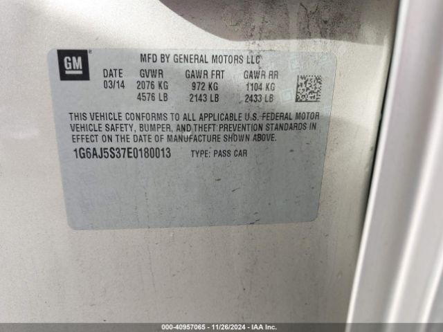 1G6AJ5S37E0180013 Cadillac Ats Performance