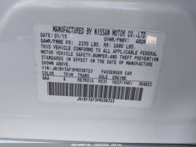 JN1BV7AP3FM338723 Infiniti Q50 Premium