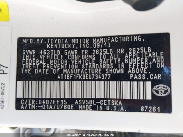 Toyota CAMRY SE 2014 4T1BF1FK9EU734377 Image 9