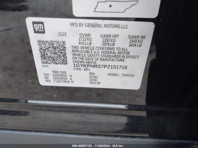 1GYKPHRS7PZ151716 Cadillac XT6 SPORT