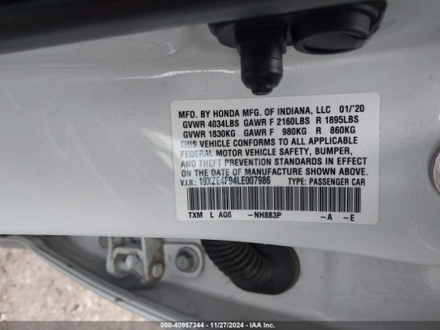 19XZE4F94LE007986 Honda Insight Touring