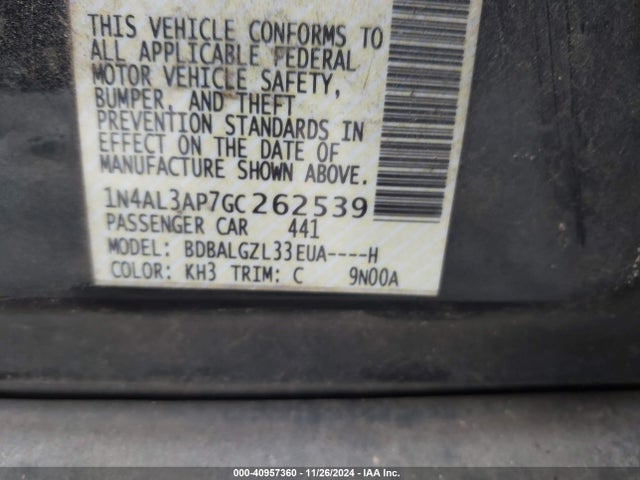 1N4AL3AP7GC262539 Nissan Altima 2.5 S
