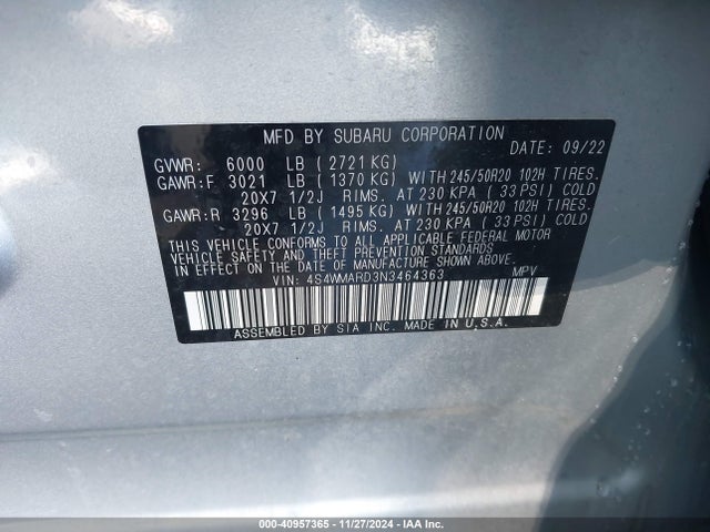 4S4WMARD3N3464363 Subaru Ascent Touring