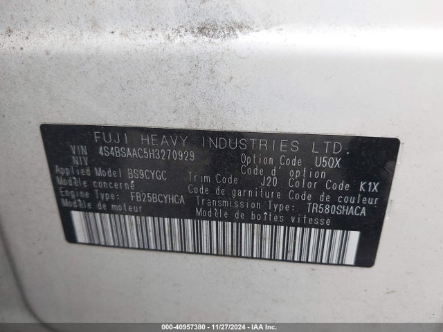 4S4BSAAC5H3270929 Subaru Outback 2.5i
