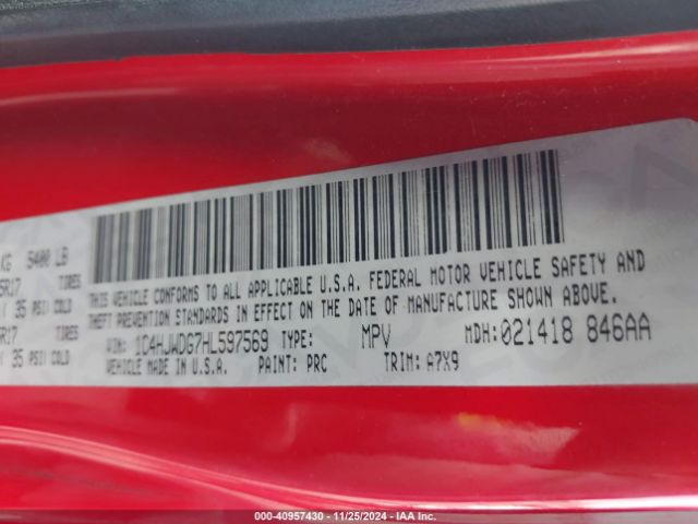 1C4HJWDG7HL597569 Jeep Wrangler Unlimited Sport 4x4