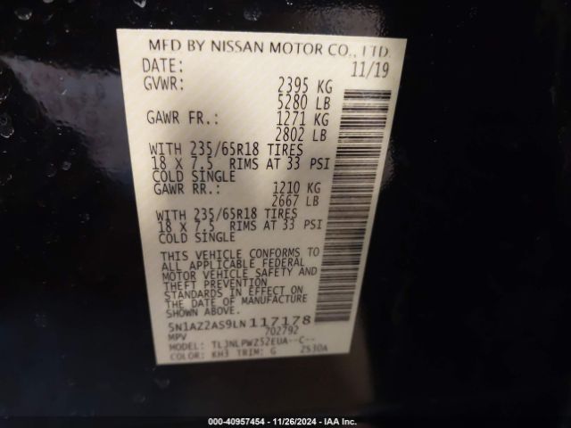 5N1AZ2AS9LN117178 Nissan Murano S Intelligent Awd