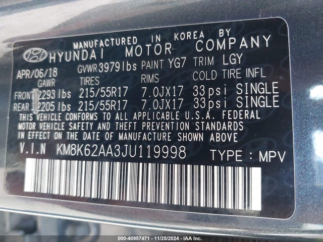 Hyundai Kona Sel 2018 KM8K62AA3JU119998 Image 9