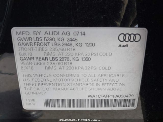 WA1CFAFP1FA030479 Audi Q5 2.0t Premium