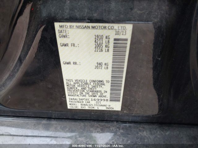 1N4AL3AP5EC169998 Nissan Altima 2.5 Sv