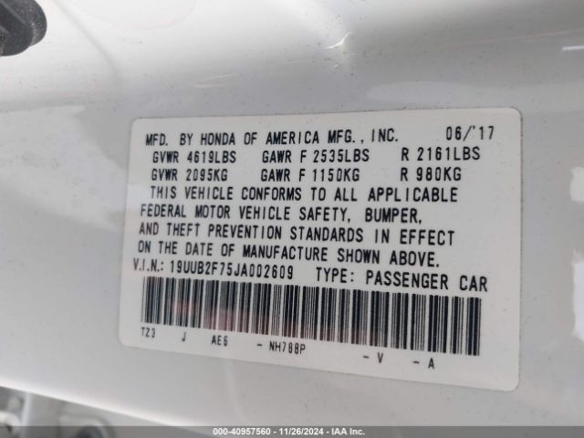 19UUB2F75JA002609 Acura Tlx Advance Pkg