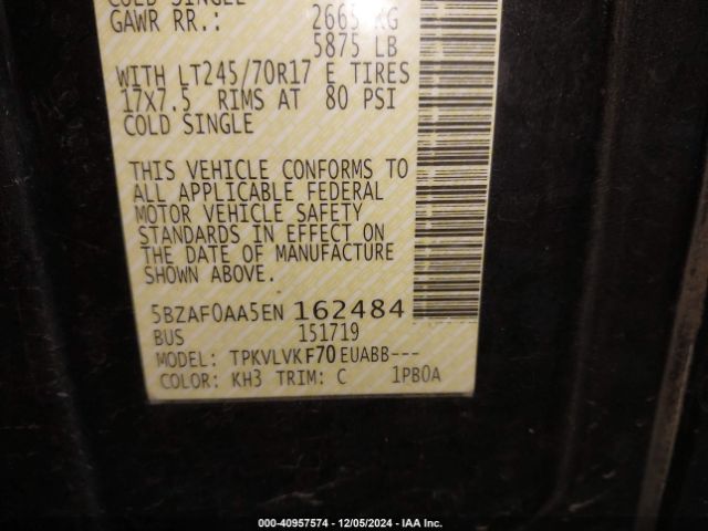 5BZAF0AA5EN162484 Nissan Nv Passenger Nv3500 Hd Sl V8