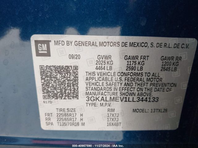 3GKALMEV1LL344133 GMC Terrain Fwd Sle
