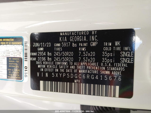 5XYP5DGC6RG415676 KIA Telluride Sx Prestige