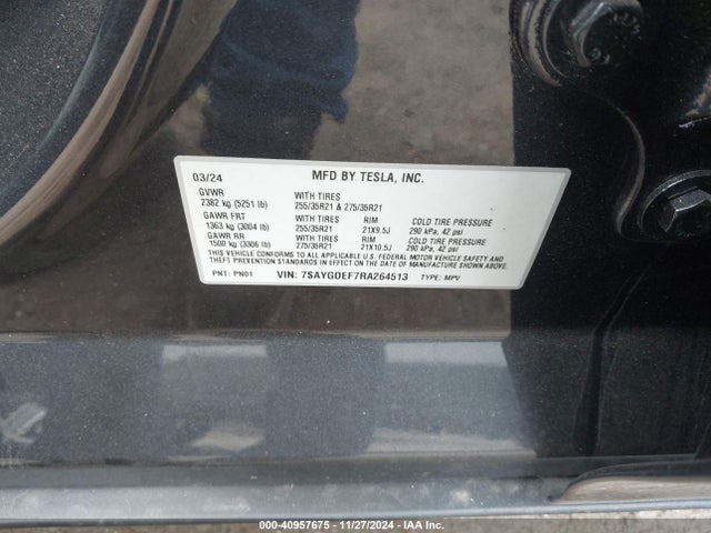 2024 TESLA MODEL Y 7SAYGDEF7RA264513 Photo 8