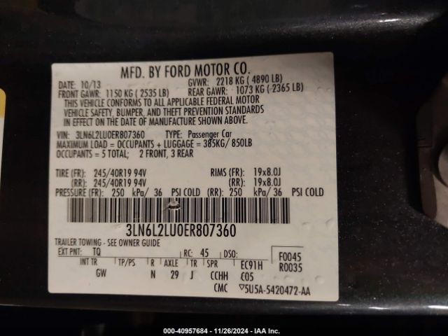 3LN6L2LU0ER807360 Lincoln MKZ HYBRID