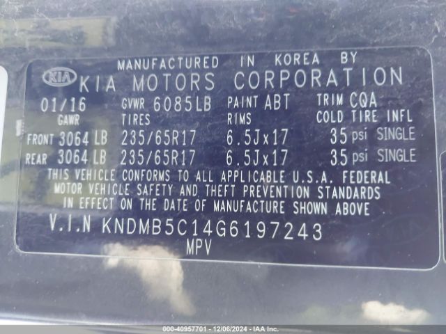 KNDMB5C14G6197243 KIA SEDONA LX