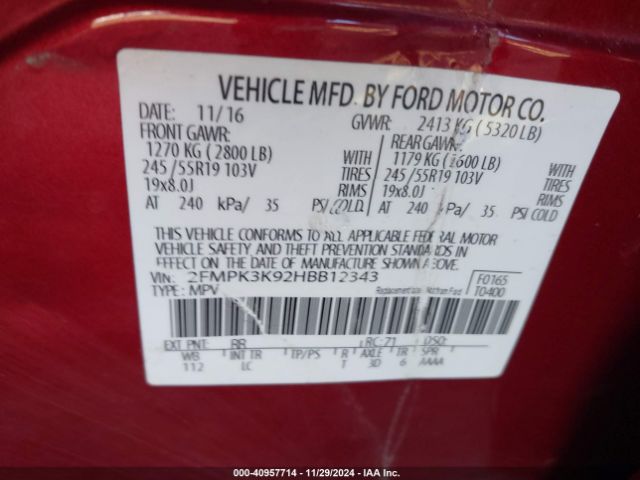2FMPK3K92HBB12343 Ford Edge Titanium
