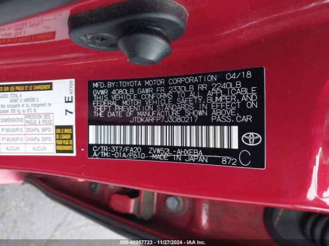 JTDKARFP7J3080217 Toyota Prius Prime Plus