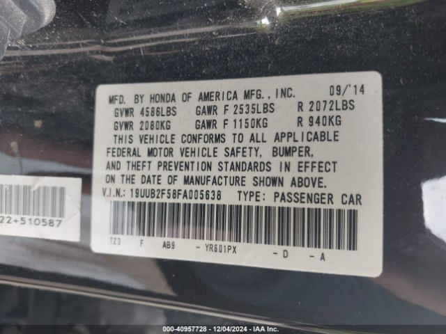 19UUB2F58FA005638 Acura Tlx V6 Tech