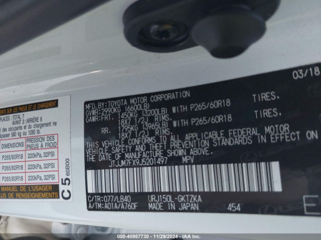 JTJJM7FX9J5201497 Lexus Gx 460 Luxury