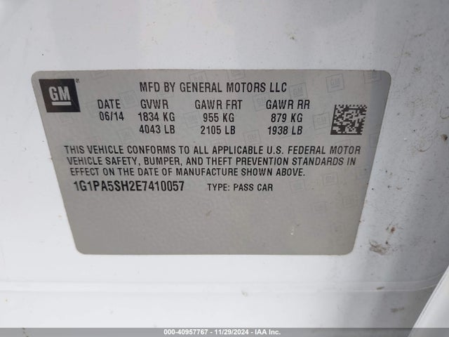 Chevrolet Cruze Ls Auto 2014 1G1PA5SH2E7410057 Image 9