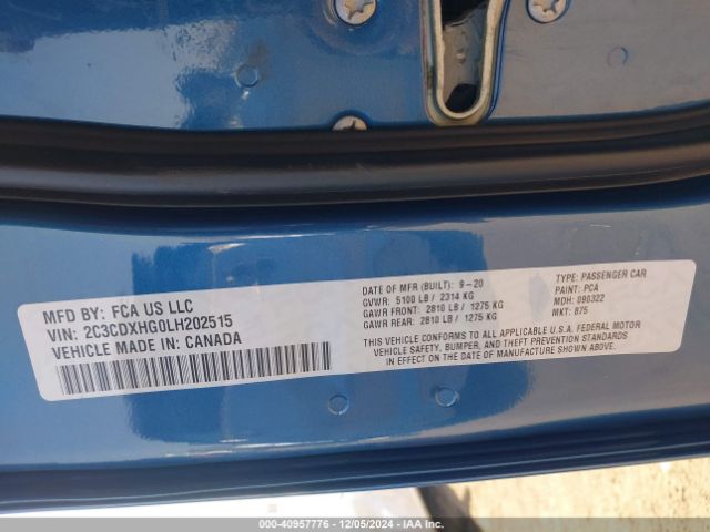 2C3CDXHG0LH202515 Dodge Charger Gt Rwd