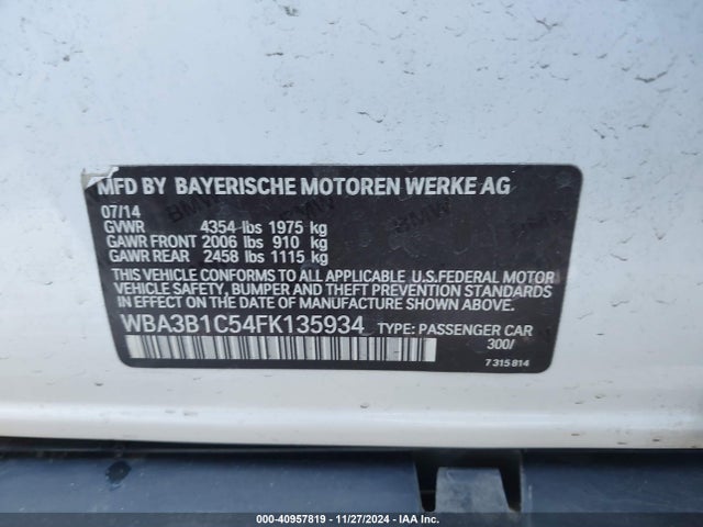 BMW 320i 2015 WBA3B1C54FK135934 Image 9