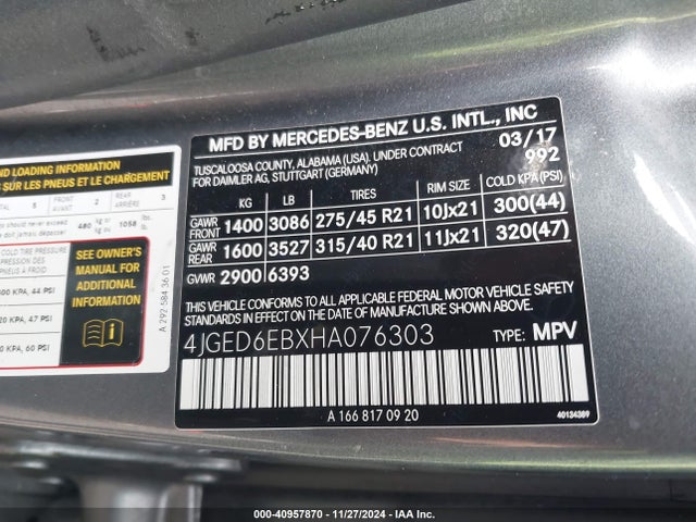 4JGED6EBXHA076303 Mercedes-Benz Amg Gle 43 Coupe 4matic