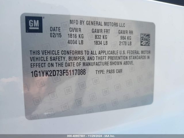 1G1YK2D73F5117088 Chevrolet Corvette Stingray Z51