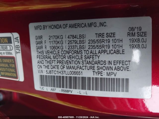 5J8TC1H37LL006651 Acura Rdx Standard