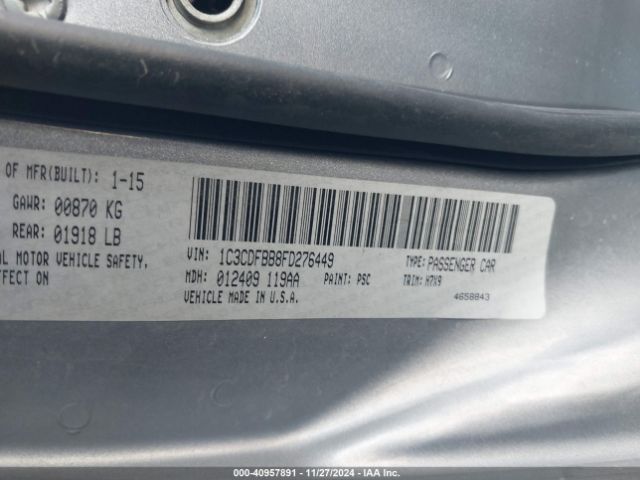 1C3CDFBB8FD276449 Dodge DART SXT
