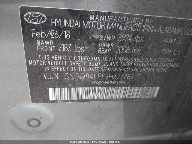 Hyundai ELANTRA SEL 2018 5NPD84LF5JH327287 Image 9